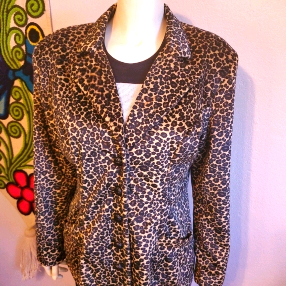 Vintage 90s Velveteen Leopard Cheetah Blazer
